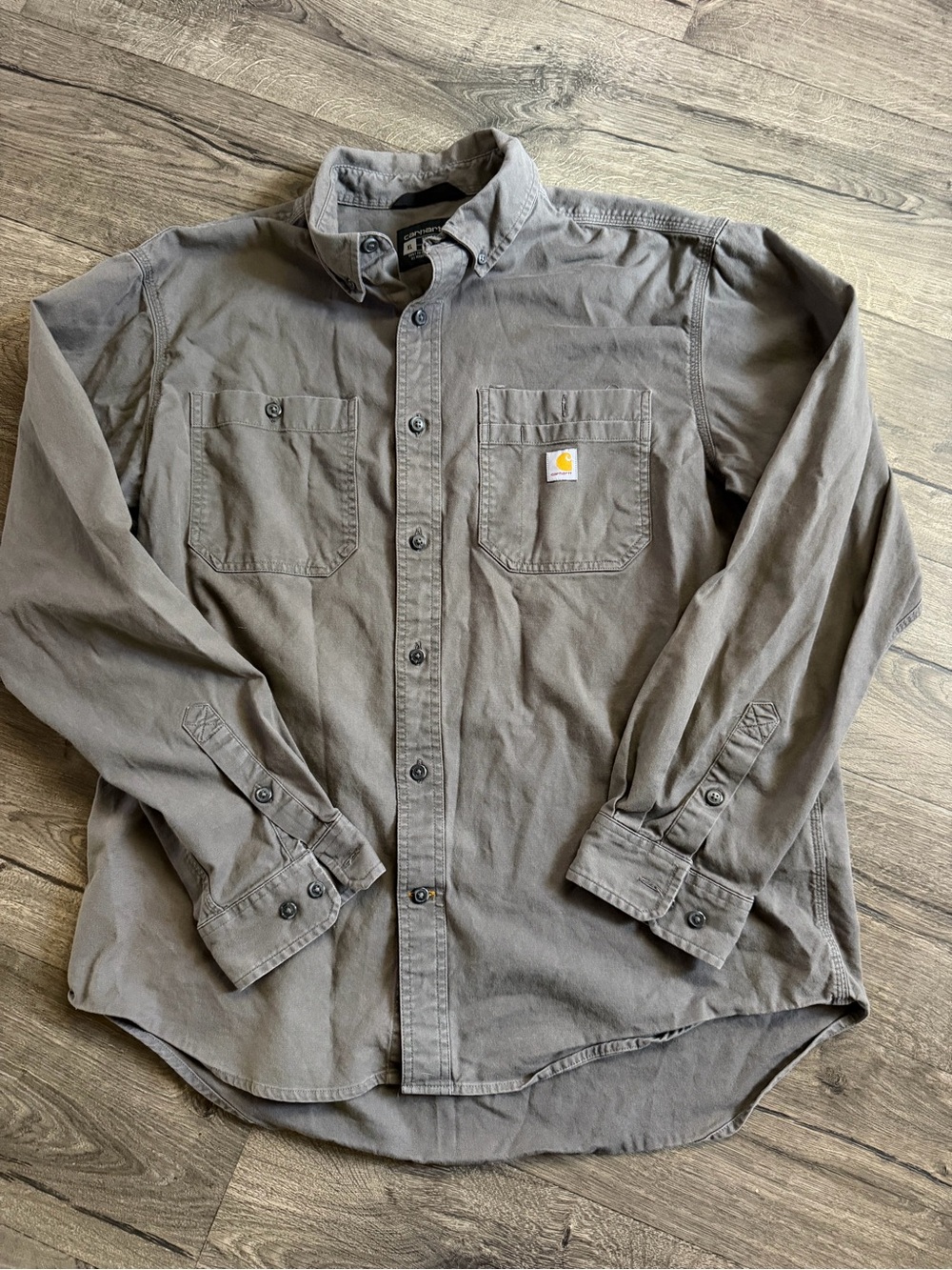 Carhartt Men's Rugged Flex Rigby Long-Sleeve Button-Down Work Shirt grey size XL